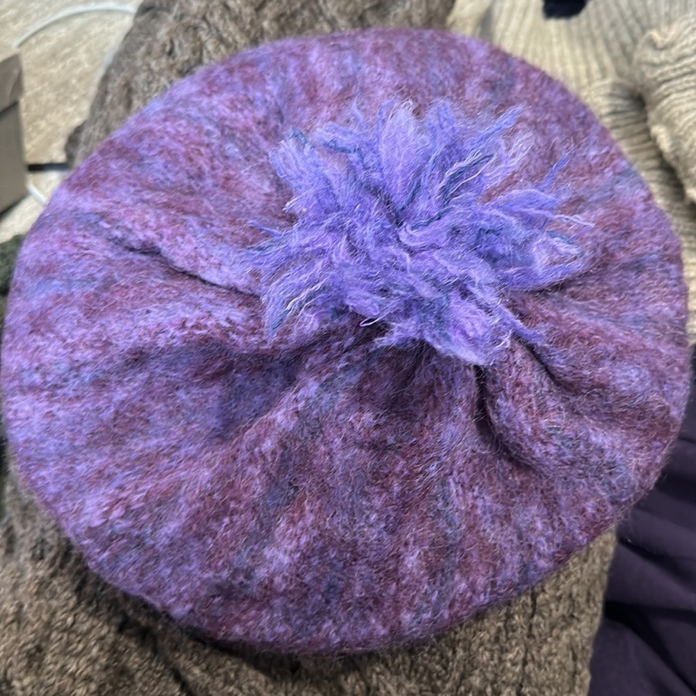 Purple Wool Beret. Mohair blend wool beret.